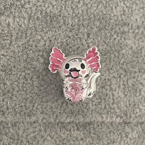 📍SOLD📍Axolotl Embracing a Heart Gemstone Charm